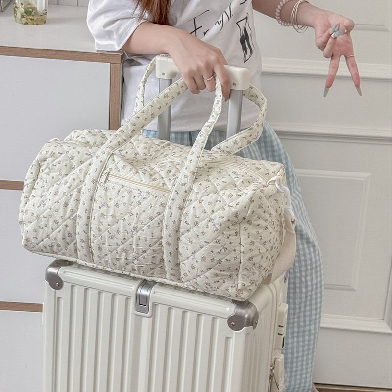 حقيبة توت قطنية مبطنة بزهور للسفر - Image 3