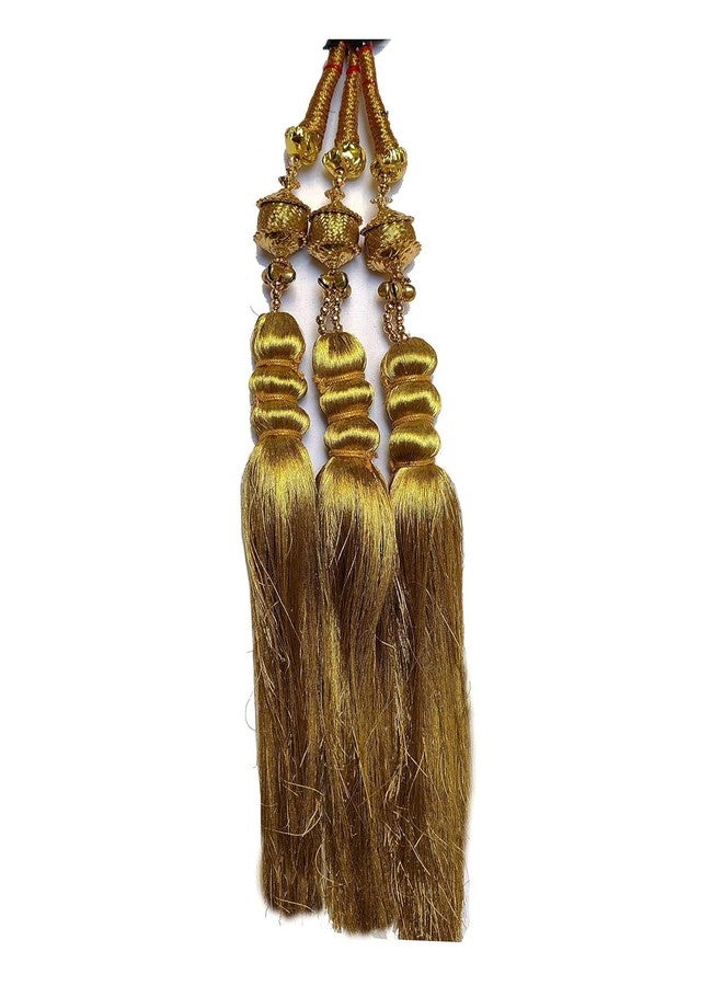 Ublic Patiala Shahi Paranda Fashionable Hair Accessory Handcrafted Durable Faux Braid Silky Tassele/Hair Extension/Choti For Women's & Girls (Black with Golden, Pack Of 1) - Image 4