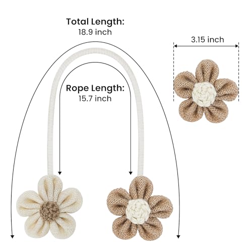 KLOGTSIND Flower Curtain Tiebacks, 2 Pack Boho Curtain Ties Elegant DIY Curtain Holdbacks, Decorative Window Drape Twist Tie Backs for Bedroom Decor, Nursery Decor, Farmhouse Decor - Image 5
