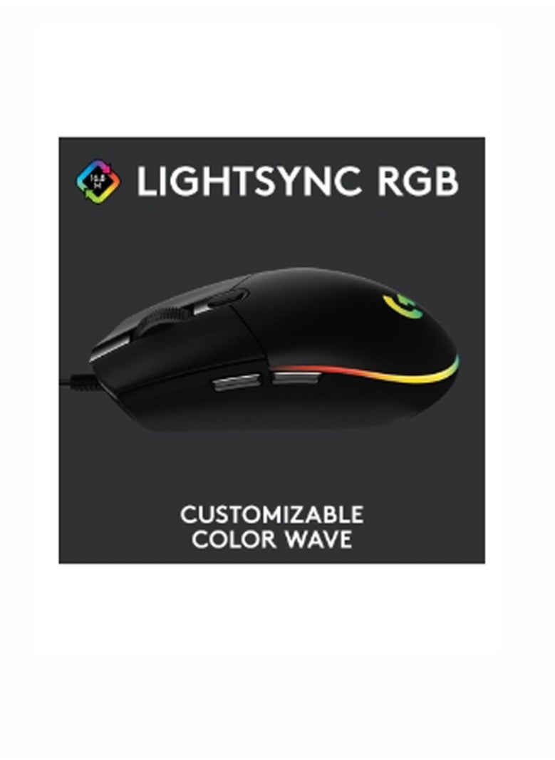 Logitech G203 Light Sync Gaming Mouse With Customizable RGB Lighting, 6 Programmable Buttons, Gaming Grade Sensor, 8 k dpi Tracking,16.8mn Color, Light Weight Black  - Image 2