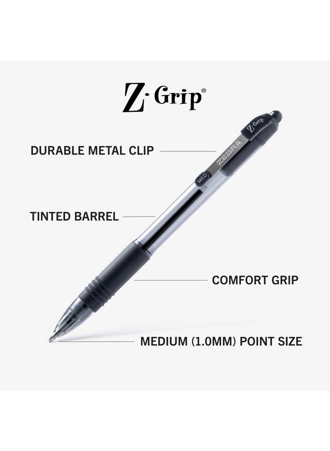 Zebra Pen Z-Grip Retractable Ballpoint Pen, Medium Point, 1.0Mm, Black Ink, 24 Pack (Packaging May Vary) - Image 3