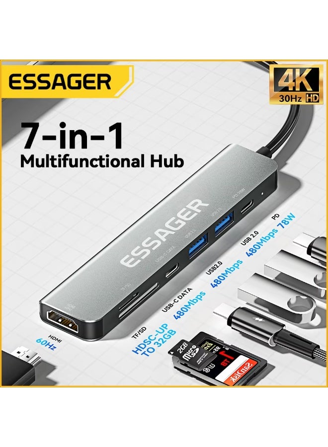 Essager Usb C Hub Usb Type-c to HDMI-compatible Laptop Dock Station For Macbook Pro Air M1 M2 Extensor USB 3.0 Adapter Splitter - Image 1