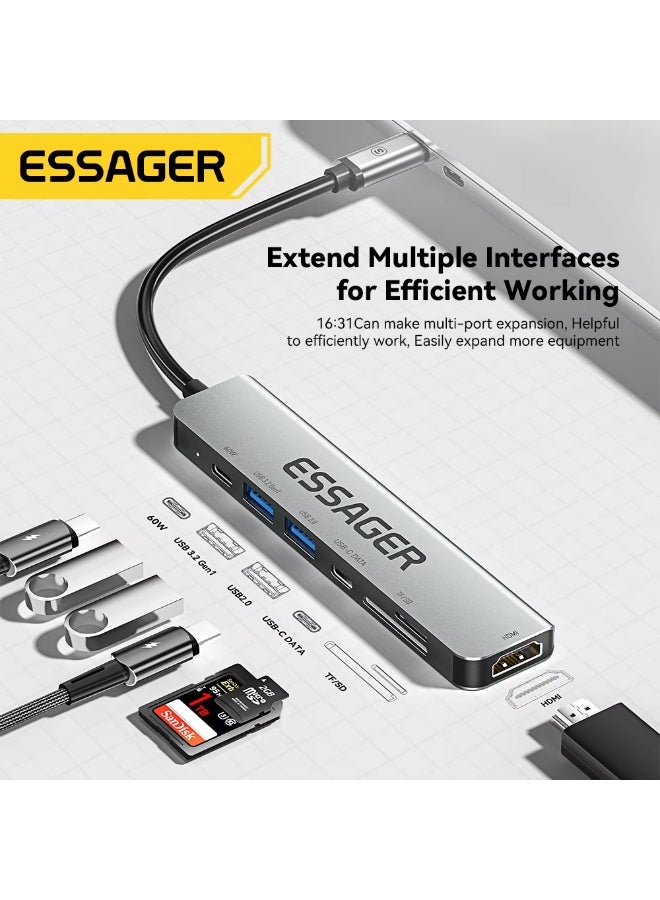 Essager Usb C Hub Usb Type-c to HDMI-compatible Laptop Dock Station For Macbook Pro Air M1 M2 Extensor USB 3.0 Adapter Splitter - Image 3