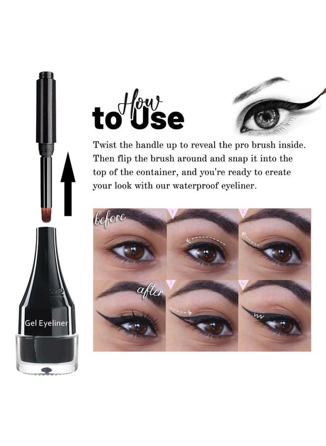 LSxia 2-in-1 Gel Eyeliner Set, Tattoo Eyeliner Waterproof Smudge Proof Gel Cream Eye liner Pot with Brush, High Pigment Eye Makeup for Women (Green)  - Image 5