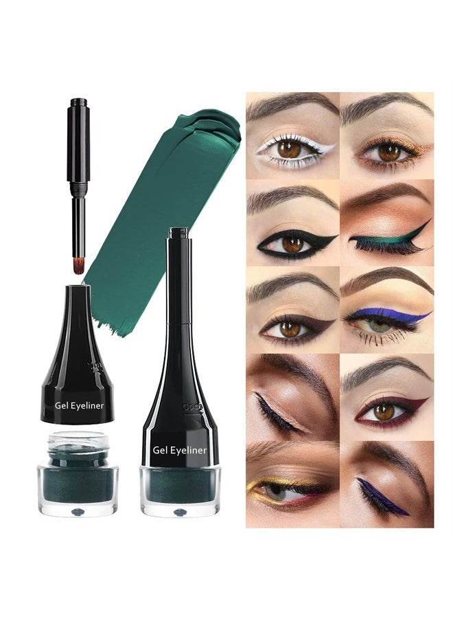 LSxia 2-in-1 Gel Eyeliner Set, Tattoo Eyeliner Waterproof Smudge Proof Gel Cream Eye liner Pot with Brush, High Pigment Eye Makeup for Women (Green)  - Image 1