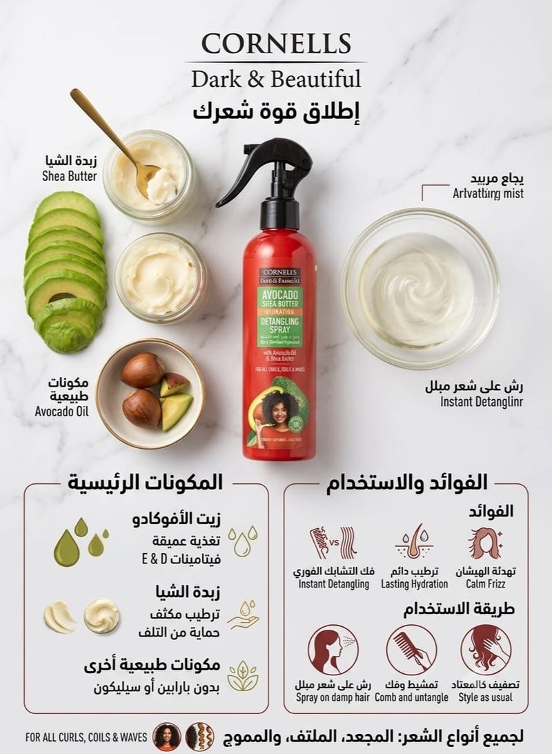 CORNELLS Moisturizing Detangling Hair Spray With Avocado and Shea Butter 250 ml - Image 2