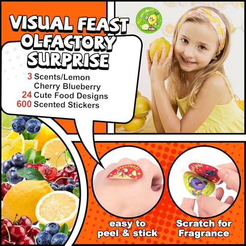 HORIECHALY 3 Rolls Scratch and Sniff Scented Stickers for Kids, 600 Pcs Smelly Motivational Reward School Stickers, Scented Encouragement Classroom Sticker for Teachers, Students(1.57") - Image 3