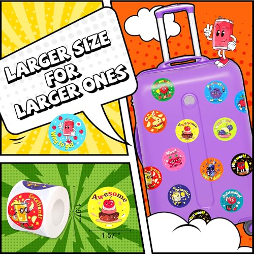 HORIECHALY 3 Rolls Scratch and Sniff Scented Stickers for Kids, 600 Pcs Smelly Motivational Reward School Stickers, Scented Encouragement Classroom Sticker for Teachers, Students(1.57") - Image 2