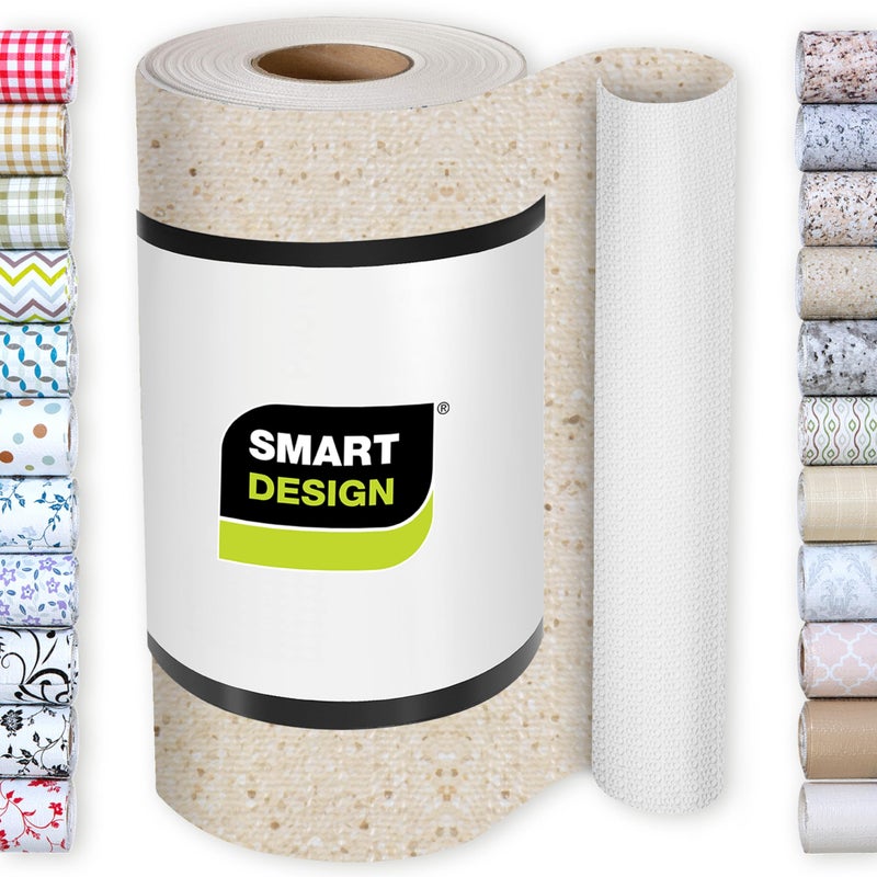 Smart Design Bonded Grip Shelf Liner  18in x 5ft  NonAdhesive Drawer Liner with Strong Grip Helps Protect and Personalize Your Home Organization and Storage  Beige Granite