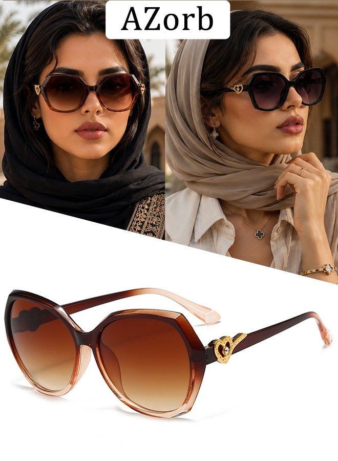 AZorb Sunglasses Women Fashion Classic Oversized Butterfly Cat Eye Sun Glasses with Gradient Lenses UV Protection for Ladies Women’s Sunglasses Trendy Decorative Temple Sunglass for Women - Image 1