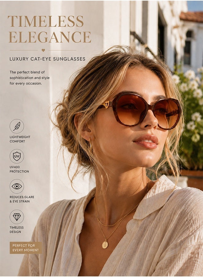 AZorb Sunglasses Women Fashion Classic Oversized Butterfly Cat Eye Sun Glasses with Gradient Lenses UV Protection for Ladies Women’s Sunglasses Trendy Decorative Temple Sunglass for Women - Image 3