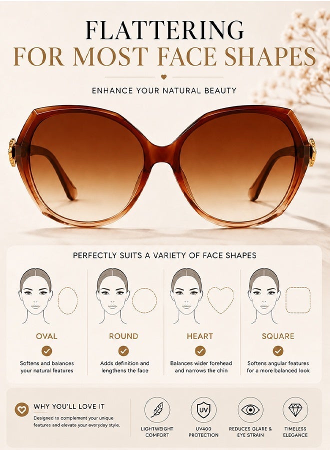 AZorb Sunglasses Women Fashion Classic Oversized Butterfly Cat Eye Sun Glasses with Gradient Lenses UV Protection for Ladies Women’s Sunglasses Trendy Decorative Temple Sunglass for Women - Image 5