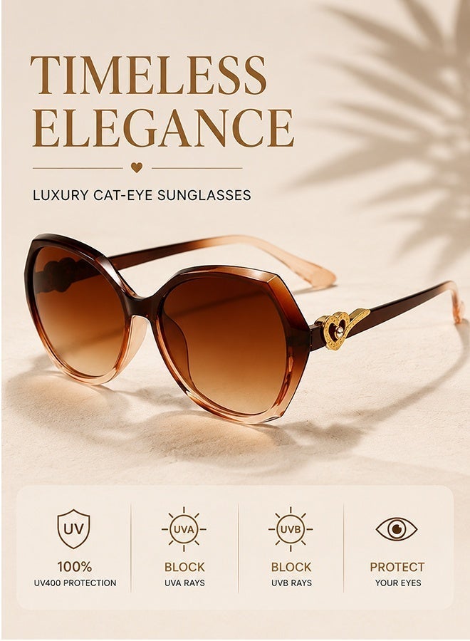 AZorb Sunglasses Women Fashion Classic Oversized Butterfly Cat Eye Sun Glasses with Gradient Lenses UV Protection for Ladies Women’s Sunglasses Trendy Decorative Temple Sunglass for Women - Image 4