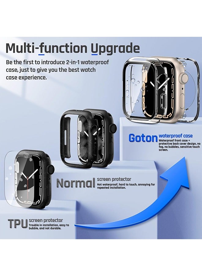 2-in-1 Waterproof Case for Apple Watch Series 9 8 7 45mm Screen Protector, 360 Protective Glass Mask Hard PC Bumper + Back Bumper Accessories for iWatch 45 mm, Clear - Image 2