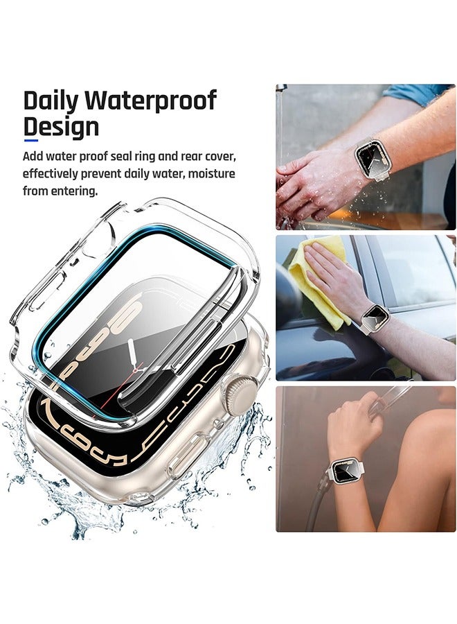 2-in-1 Waterproof Case for Apple Watch Series 9 8 7 45mm Screen Protector, 360 Protective Glass Mask Hard PC Bumper + Back Bumper Accessories for iWatch 45 mm, Clear - Image 3