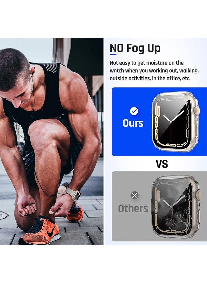 2-in-1 Waterproof Case for Apple Watch Series 9 8 7 45mm Screen Protector, 360 Protective Glass Mask Hard PC Bumper + Back Bumper Accessories for iWatch 45 mm, Clear - Image 4