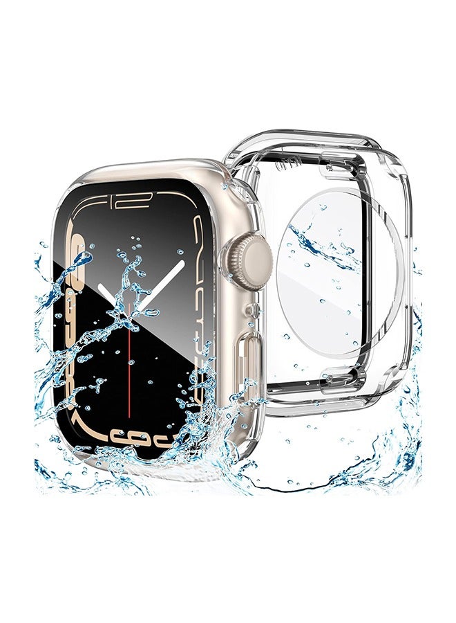 2-in-1 Waterproof Case for Apple Watch Series 9 8 7 45mm Screen Protector, 360 Protective Glass Mask Hard PC Bumper + Back Bumper Accessories for iWatch 45 mm, Clear - Image 1