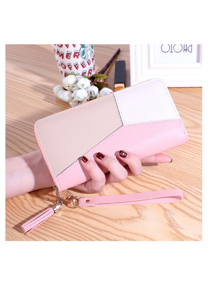 Generic Womens Wallet Pu Leather Long Wallet For Women Card Holder Organiser Wristlet Clutch With Zipper Pocket Coin Purse with Tassel and Pendant  - Image 1