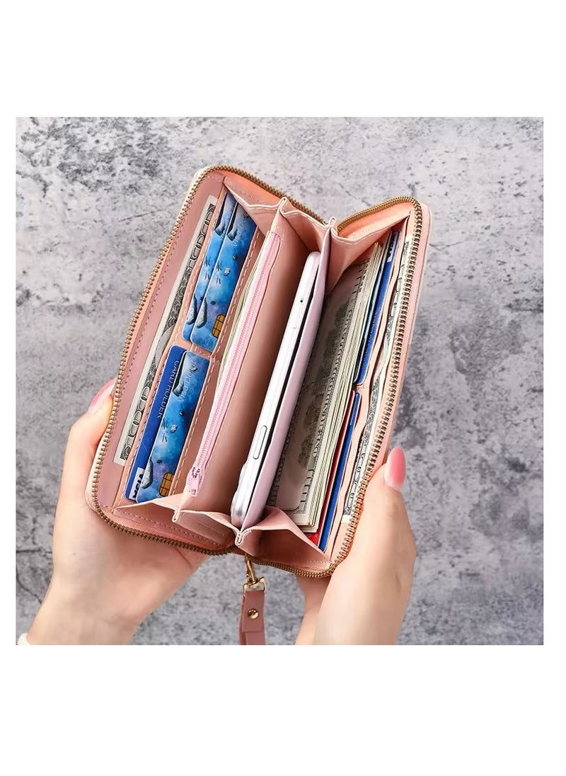 Generic Womens Wallet Pu Leather Long Wallet For Women Card Holder Organiser Wristlet Clutch With Zipper Pocket Coin Purse with Tassel and Pendant  - Image 4