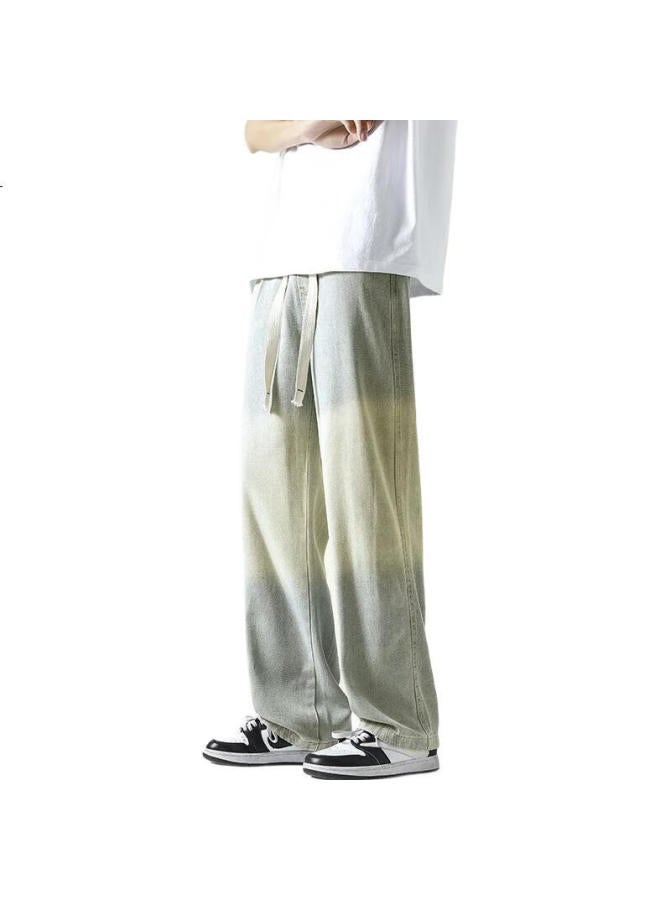 Dingfengbaoluo Men'S American High Street Straight Loose Fashion All-Match Casual Pants Spring/Summer Jeans K363 Yellow Mud 3Xl - Image 3
