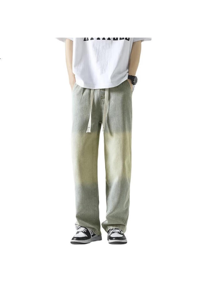 Dingfengbaoluo Men'S American High Street Straight Loose Fashion All-Match Casual Pants Spring/Summer Jeans K363 Yellow Mud 3Xl - Image 1