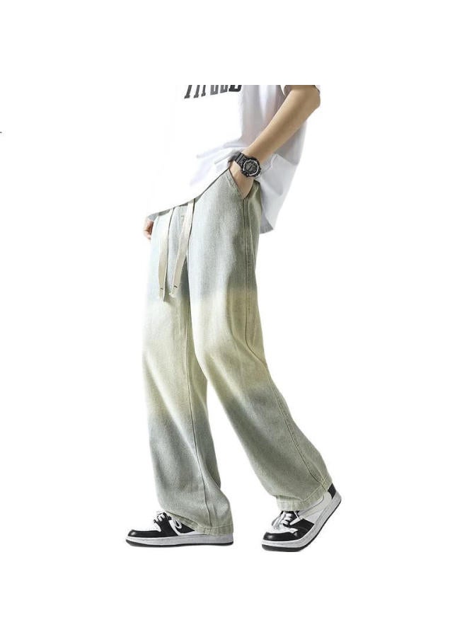 Dingfengbaoluo Men'S American High Street Straight Loose Fashion All-Match Casual Pants Spring/Summer Jeans K363 Yellow Mud 3Xl - Image 2