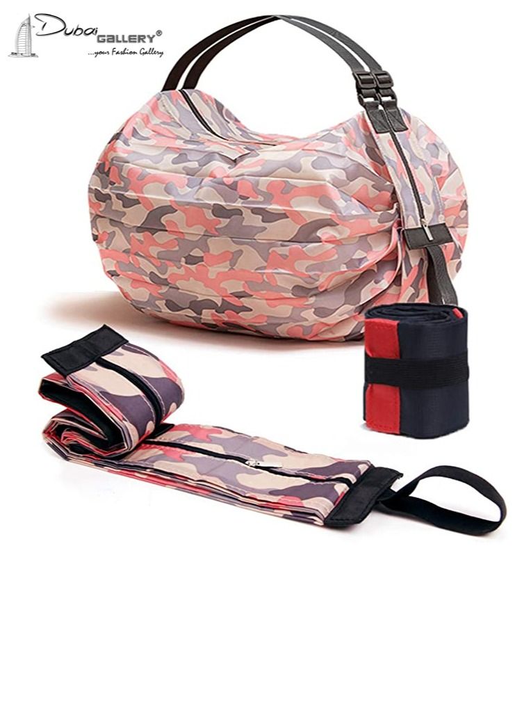 DubaiGallery حقائب تسوق قابلة للطي، حقائب تسوق قابلة لإعادة الاستخدام، سعة كبيرة، حقيبة تخزين للنزهات والتخييم، حقيبة تسوق كبيرة - Image 1