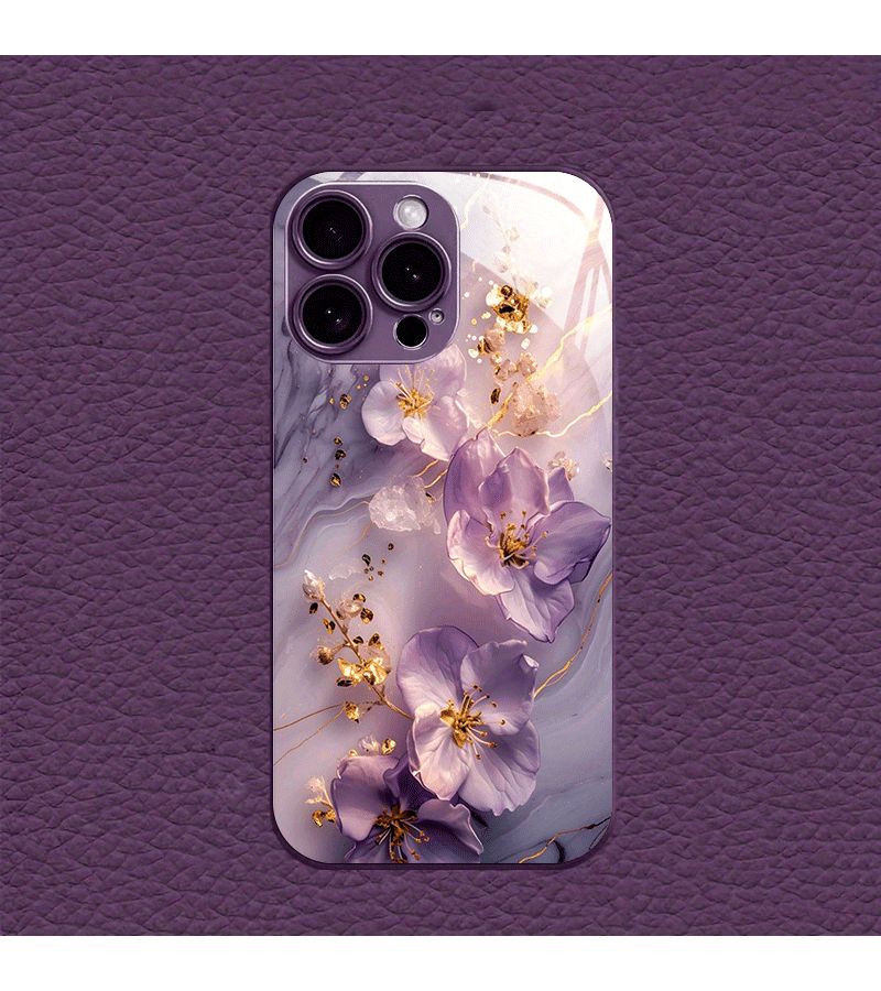 غلاف هاتف لـ iPhone 13 Pro Max، أرجواني، جمالي إبداعي، طلاء معدني، زجاج مقسى - Image 3