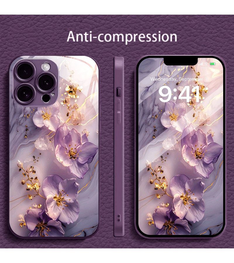 غلاف هاتف لـ iPhone 13 Pro Max، أرجواني، جمالي إبداعي، طلاء معدني، زجاج مقسى - Image 4