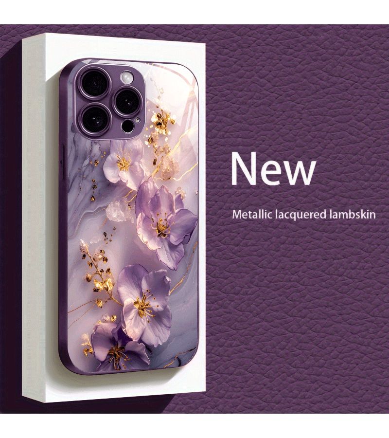 غلاف هاتف لـ iPhone 13 Pro Max، أرجواني، جمالي إبداعي، طلاء معدني، زجاج مقسى - Image 2