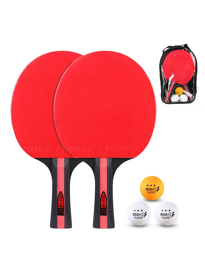 REGAIL Ping Pong Paddles and Table Tennis Set Pack of 2 Ping Pong Rackets with 3 Balls and Carry Bag for Beginners Boys Girls - Image 1