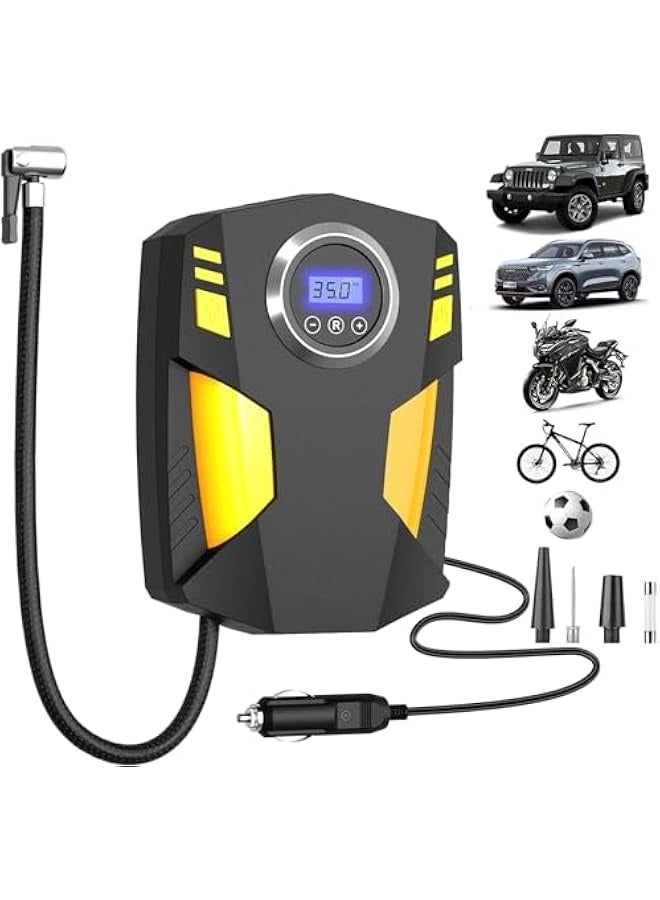 Car Digital Tire Inflator, 12V 150PSI Portable Air Compressor, Electric Air Pump for Car Tires with LED light and 3 Nozzle Adaptors, Tire Pressure Gauge for Car Tires, Bicycle, Motorcycle - Image 1