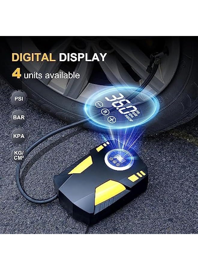 Car Digital Tire Inflator, 12V 150PSI Portable Air Compressor, Electric Air Pump for Car Tires with LED light and 3 Nozzle Adaptors, Tire Pressure Gauge for Car Tires, Bicycle, Motorcycle - Image 4