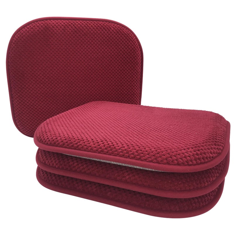 PAGGED Wine Red Foam Seat Cushions Kitchen Chairs Pads for Dining Chairs Non Slip Patio Seat Cushions Set of 4 Washable U Shaped Soft Thick Large Metal Wooden Chair Cushions17 x 15