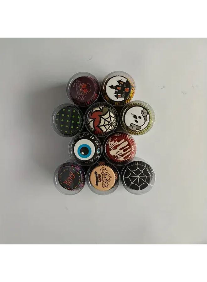 Halloween Cupcake Liners 100pcs Polychrome Ghosts Bats Pumpkins Baking Decor - Image 2