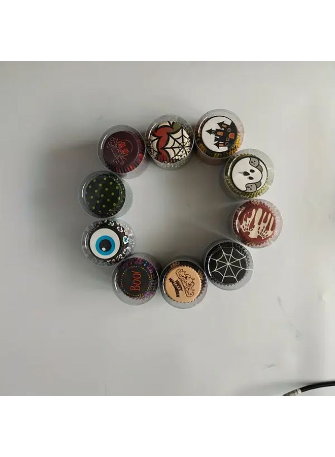Halloween Cupcake Liners 100pcs Polychrome Ghosts Bats Pumpkins Baking Decor - Image 1