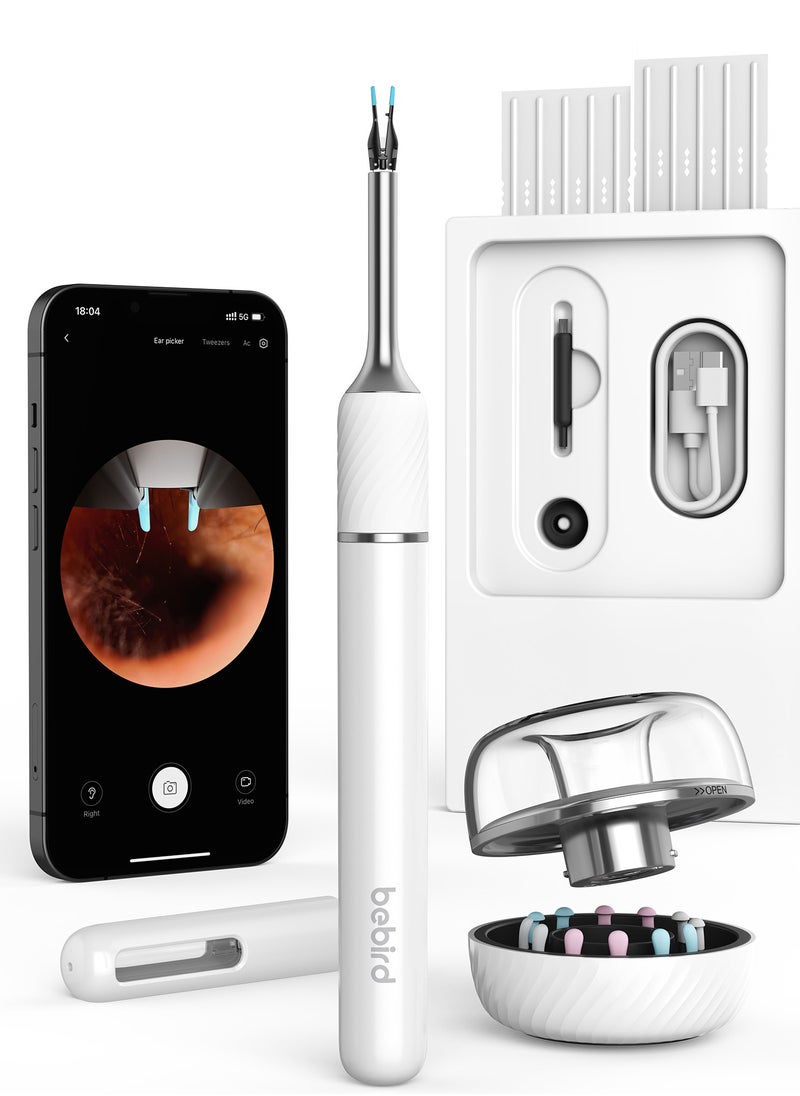 Bebird note5 pro ear wax removal kit 3-in-1 ear wax remover tool wax elimination tweezers and wireless visible ear cleaner with camera for iOS, Android Phones and storage base