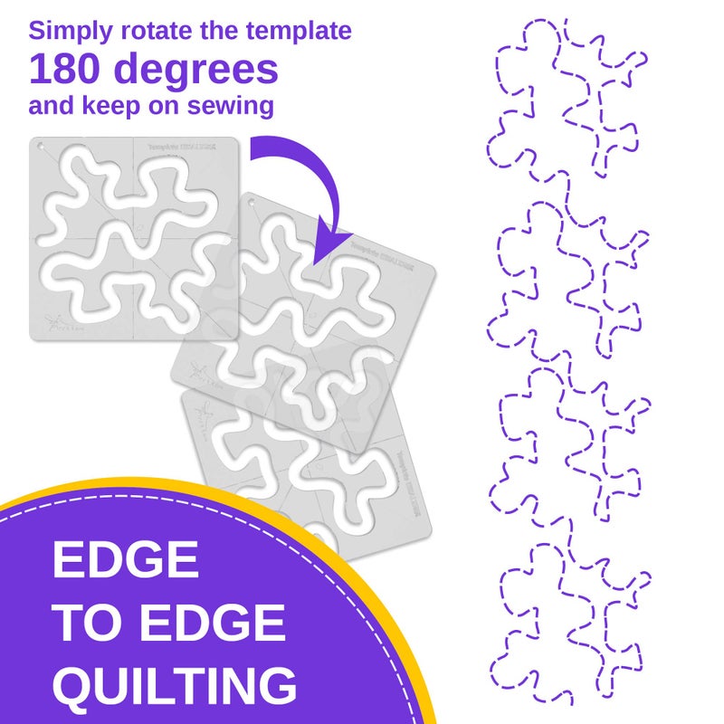 Beerrom Free-Motion Quilting Templates â€“ 4mm Acrylic Meander Ruler for Domestic & Industrial Sewing Machines â€“ Beginner Stencil for Easy Quilt Designs - Image 4