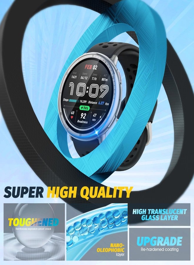 Orzero حماية شاشة ساعة أورزيرو (3 عبوات) متوافقة مع أمازفيت أكتيف 2، PMMA و PET (ليس زجاج مقسى) رقيقة للغاية HD تغطية كاملة حواف منحنية 3D مضادة للخدش - Image 2