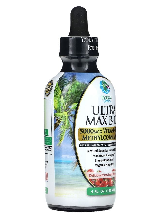 Tropical Oasis Ultra Max B-12 Delicious Strawberry 5000 mcg 4 fl oz (120 ml) - Image 2
