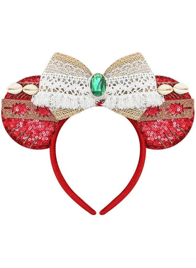 Bmobuo Bmobuo Moana Mouse Ears Headband, Red Ocean Headband for Adult Women, Costume Headwear for Theme Party, Princess Cosplay, Hawaii Party, Birthday Party - Image 1