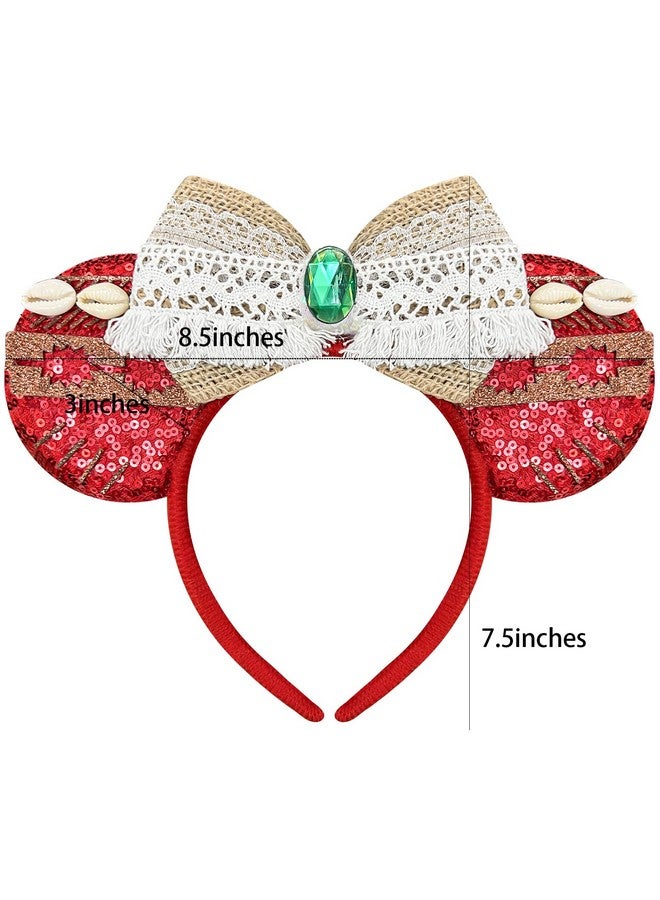Bmobuo Bmobuo Moana Mouse Ears Headband, Red Ocean Headband for Adult Women, Costume Headwear for Theme Party, Princess Cosplay, Hawaii Party, Birthday Party - Image 2