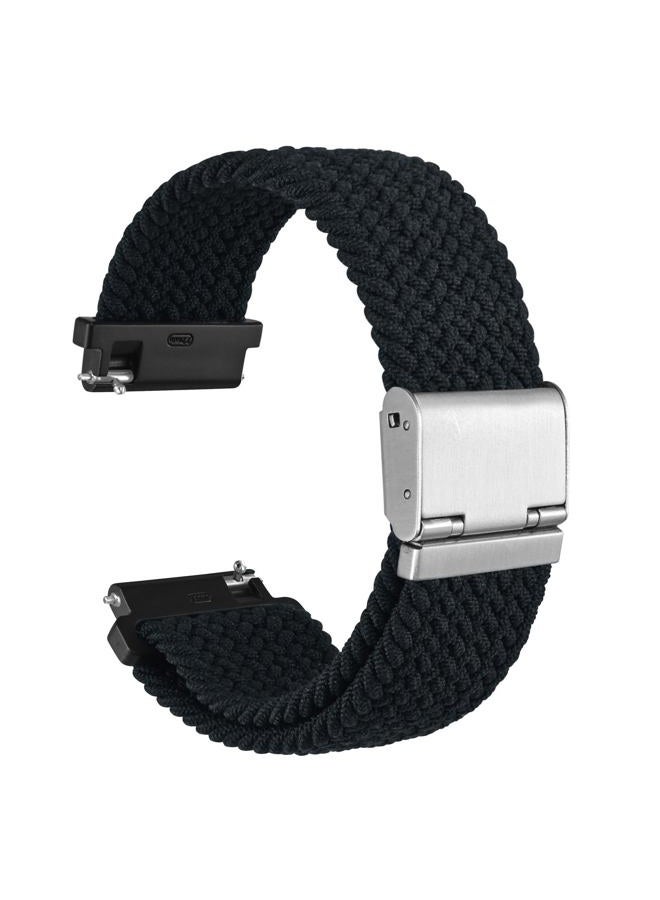WOCCI 21mm Braided Nylon Watch Band for Men and Women, Quick Release, Silver Stainless Steel Buckle (Black) - Image 1