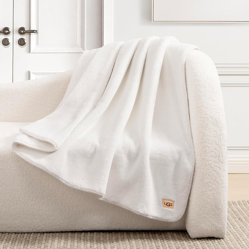 UGG Whitecap Plush Flannel - Oversized Throw Blanket, Coffee - Image 2
