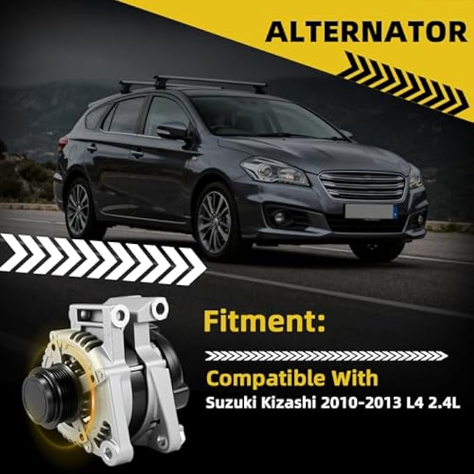 HXYBBGS 104210-1070 31400-59L00 Alternator Compatible with Suzuki Kizashi 2010 2011 2012 2013 2.4L 12V 130A Clockwise - Image 2
