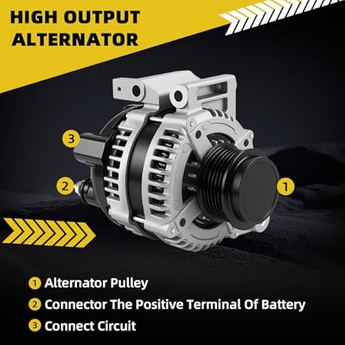 HXYBBGS 104210-1070 31400-59L00 Alternator Compatible with Suzuki Kizashi 2010 2011 2012 2013 2.4L 12V 130A Clockwise - Image 4
