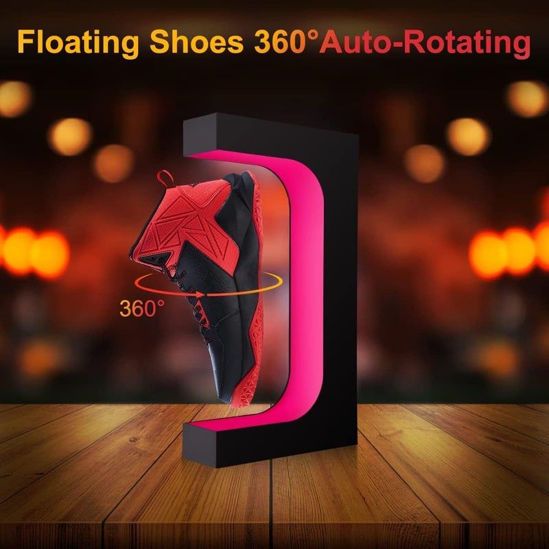 UVEHAS Levitating Shoe Display Stand, Floating Sneaker Stand with Remote 16 Colors LED Light Rotating Magnetic Levitation Shoe Rack for Home Decor Store Advertising Exhibition Shoes Collectors - Image 3