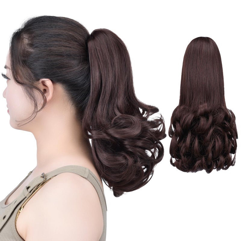 SYXLCYGG Brown Ponytail ExtensionClaw Clip Ponytails 12in Curly 38 OZ Fake Hair Extensions Hair pieces SYXLCYGG Wig Girl Synthetic Fluffy Tangled
