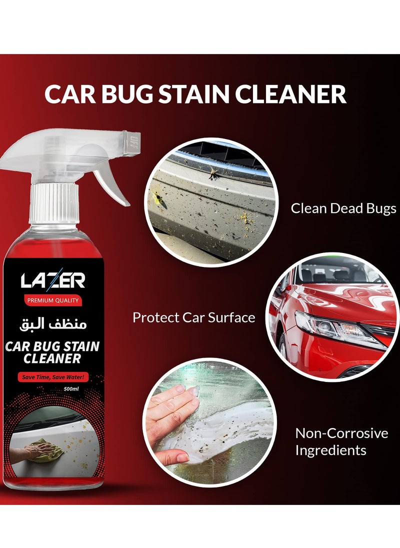 LAZER Lazer Car Bug Stain Remover 500ml, Insect Remover, Removes Dead Bugs, Birds Dropping & Watermarks, Safe From Scratching & Removing Paints, Bonnets, Bumpers, Windows, Windscreens  - Image 2
