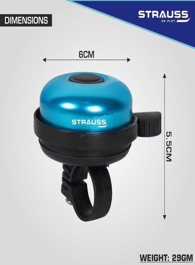 Strauss Bicycle Bell | Ultra-Loud Cycle Horn for Safety | Lightweight Anti-Rust Cycle Bell with Easy Flip Mechanism | Durable Quality Bell for Bikes | Cycling Accessories, (Blue) - Image 4